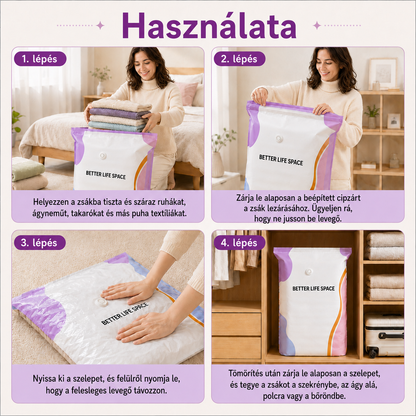 UTOLSÓ NAP! 🔥 70% KEDVEZMÉNY ✨ SVOZK® Pumpás 3D vákuumos tárolótasakok 📦 A tökéletes többfunkciós rendszerező ruhákhoz, játékokhoz, könyvekhez és plüssállatokhoz 🧸📚👕🧦