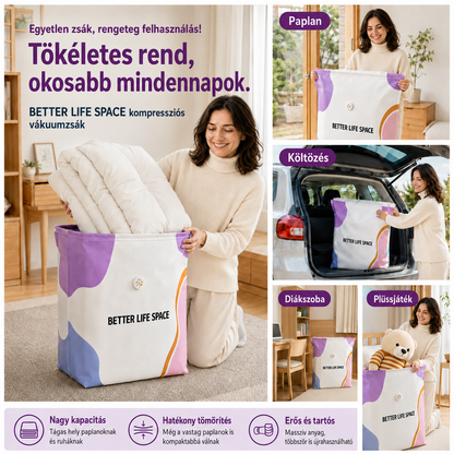 UTOLSÓ NAP! 🔥 70% KEDVEZMÉNY ✨ SVOZK® Pumpás 3D vákuumos tárolótasakok 📦 A tökéletes többfunkciós rendszerező ruhákhoz, játékokhoz, könyvekhez és plüssállatokhoz 🧸📚👕🧦