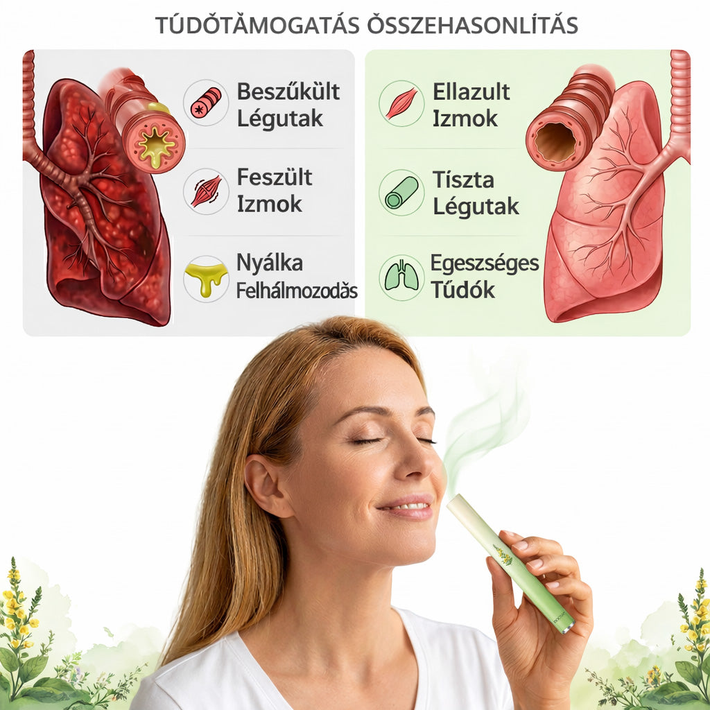 DOCTIA® természetes ökörfarkkóró-aromaterápiás diffúzor a tüdő egészségének támogatására