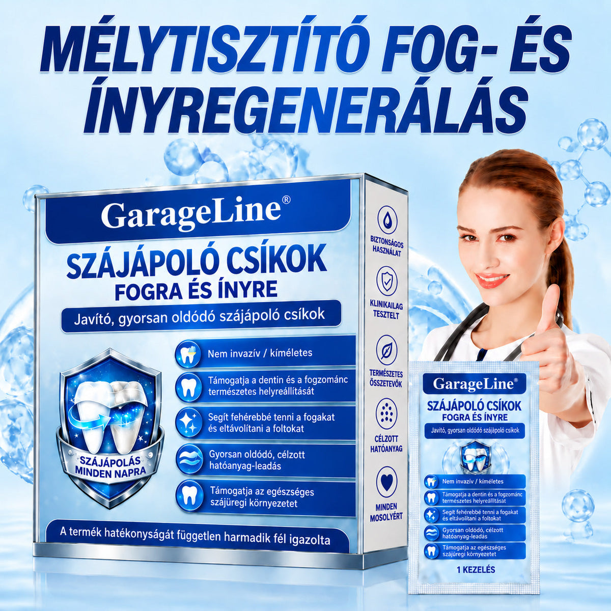 🇭🇺👨‍⚕️✅GarageLine®🦷🍃Ragyogtasd fel a mosolyod✨ Professzionális Fogfehérítő Tapasz 🍃8️⃣