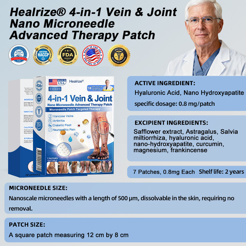 Healrize® 🗽4-in-1 Vein & Joint Nano Microneedle Advanced Therapy Patch🔥Instant Relief, Long-Term Results