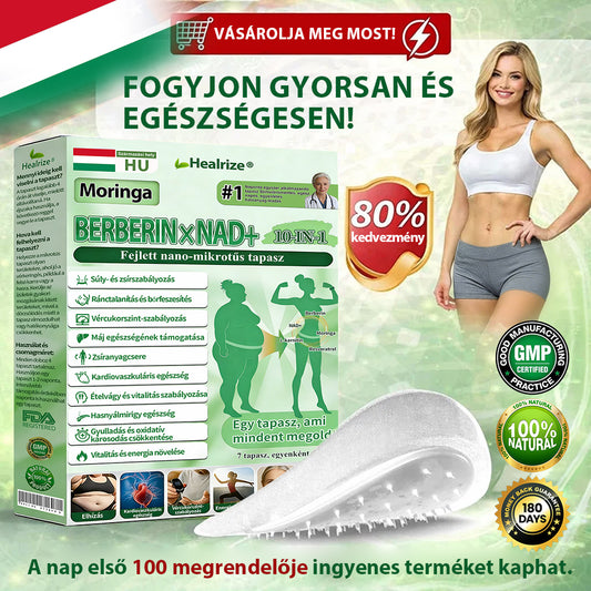 🇭🇺【Utolsó napi akció 80% KEDVEZMÉNY】💍Healrize® Moringa–Berberin és NAD+ 10 az 1-ben Fejlett Nano Mikrotűs Tapasz✨7 Párna dobozonként · Egyhetes készlet