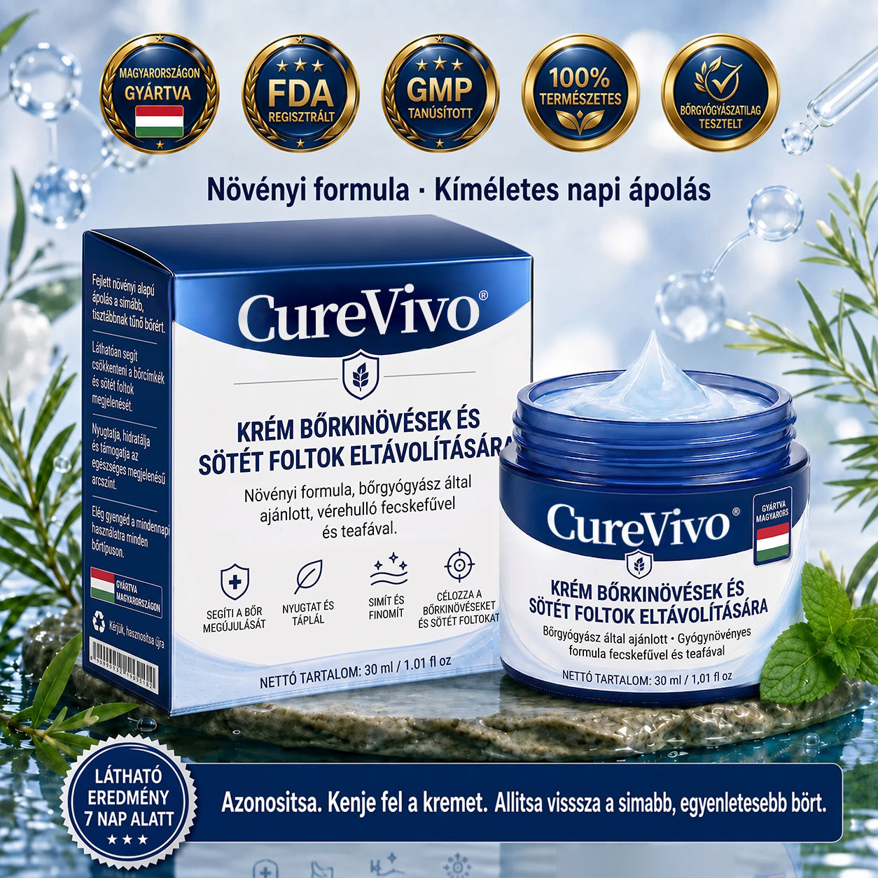 🏅 70% KEDVEZMÉNY | CUREVIVO® HIVATALOS ÜZLET | 7 napos célzott bőrkinövés- és foltápoló krém – GMP-minősített gyártás
