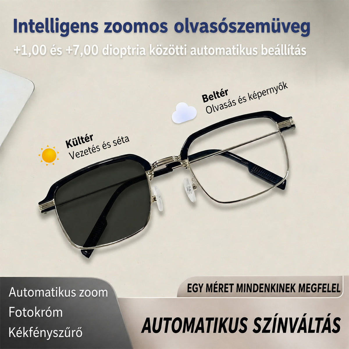 🎉Nyári kiárusítás🔥Utolsó napos akció: 70% kedvezmény 👓 Oneswear®  Önbeállító HD olvasószemüveg 🙌