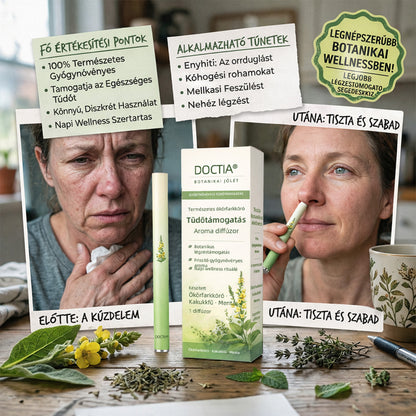 DOCTIA® természetes ökörfarkkóró-aromaterápiás diffúzor a tüdő egészségének támogatására