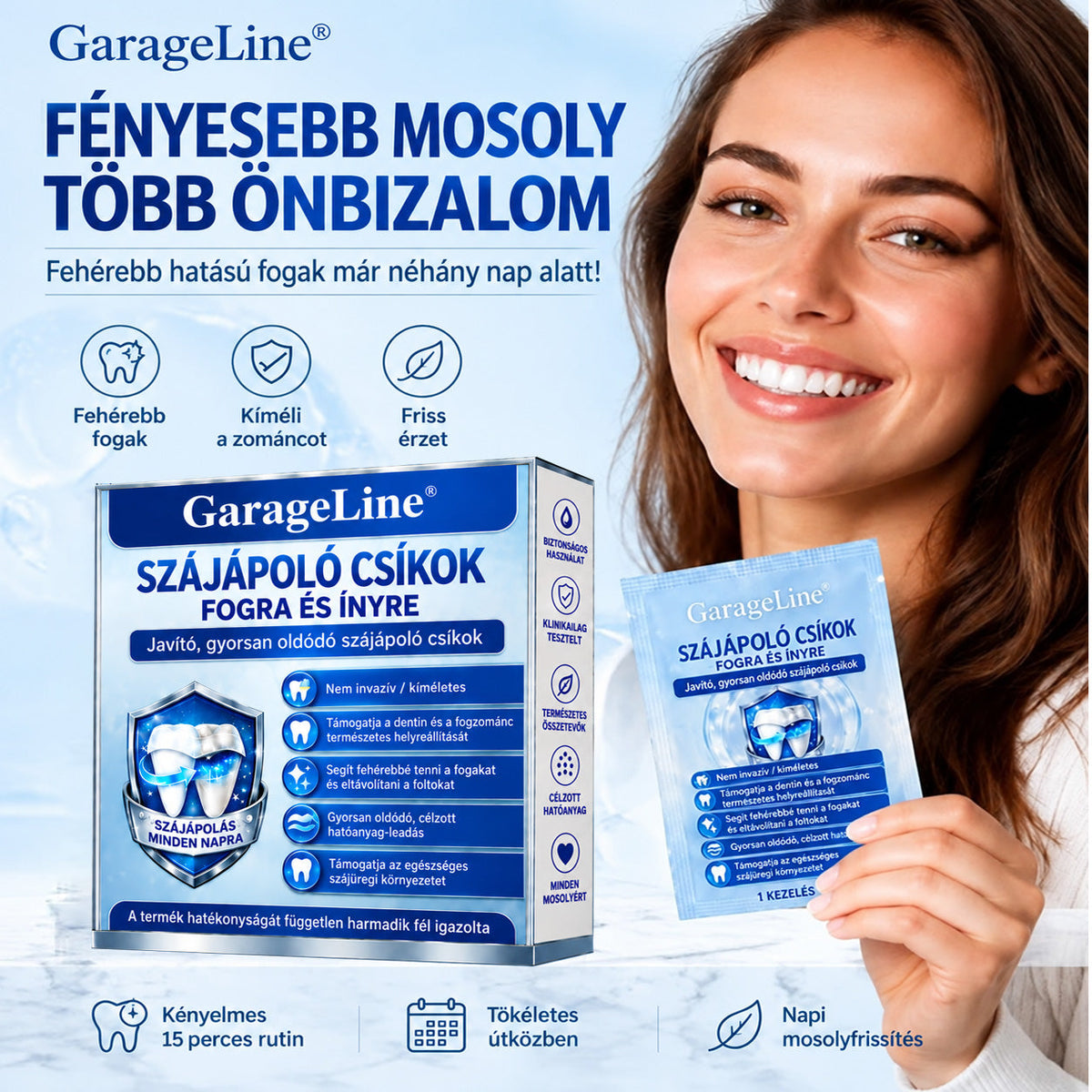 🇭🇺👨‍⚕️✅GarageLine®🦷🍃Ragyogtasd fel a mosolyod✨ Professzionális Fogfehérítő Tapasz 🍃8️⃣