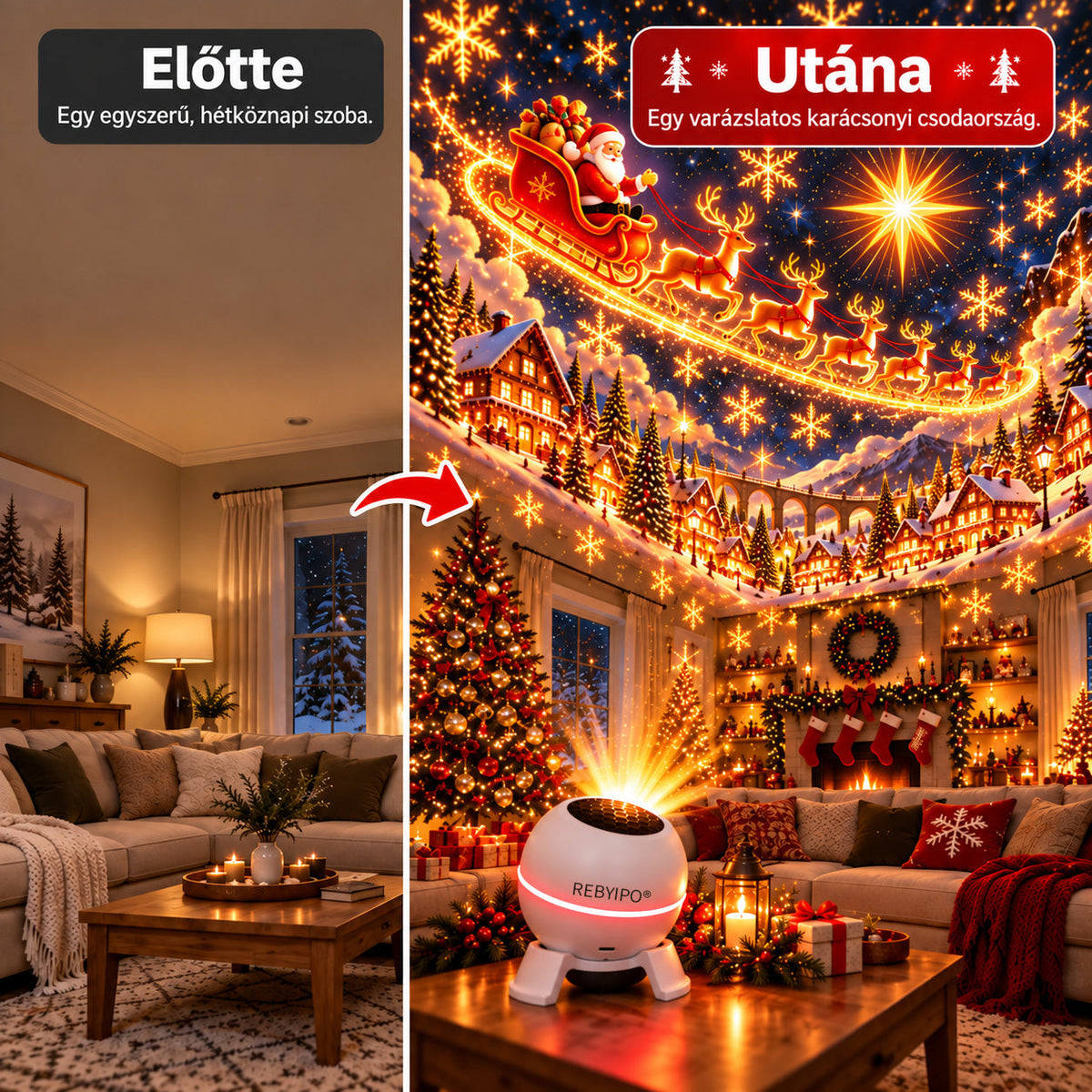 REBYIPO® 🎄 Karácsonyi fények – Varázsolj ünnepi hangulatot otthonodba! 🎈