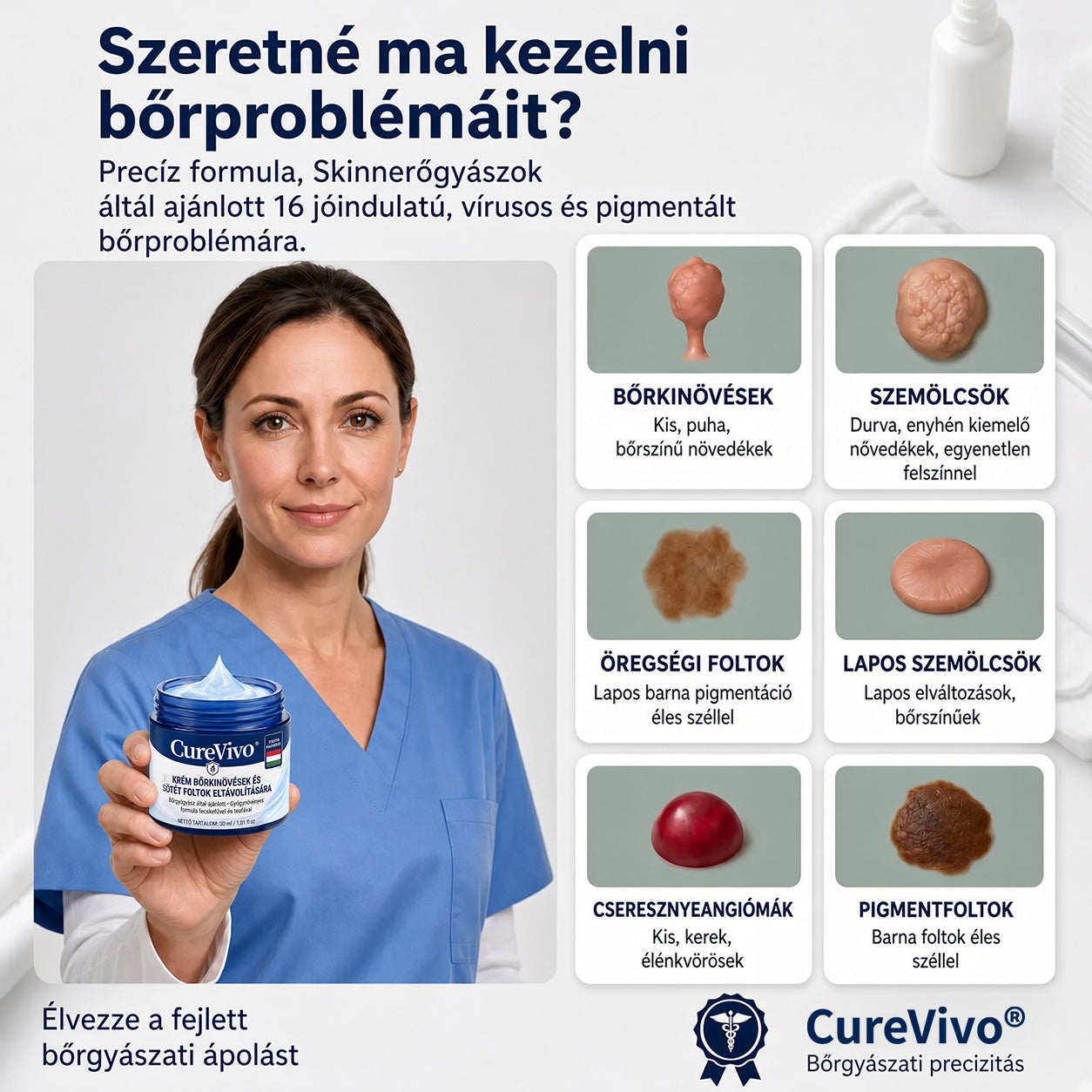 🏅 70% KEDVEZMÉNY | CUREVIVO® HIVATALOS ÜZLET | 7 napos célzott bőrkinövés- és foltápoló krém – GMP-minősített gyártás