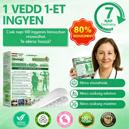 🇭🇺【Utolsó napi akció 80% KEDVEZMÉNY】💍Healrize® Moringa–Berberin és NAD+ 10 az 1-ben Fejlett Nano Mikrotűs Tapasz✨7 Párna dobozonként · Egyhetes készlet