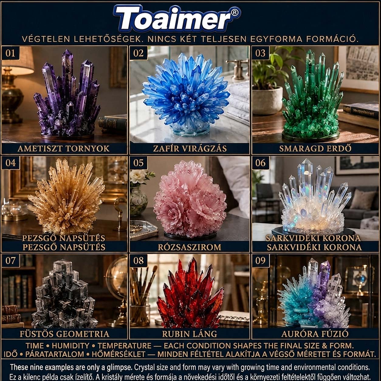 💥 Ma 50% kedvezmény | 👨‍👩‍👧‍👦Toaimer® CrystalGenesis — Növeszd meg saját luxus kristályékszeredet 💎