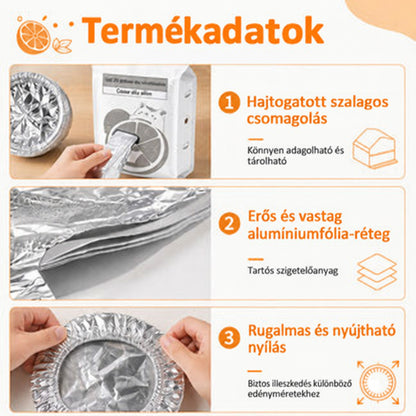 SVOZK® 🍽️ Újrahasználható, rugalmas alumíniumfóliás ételfedők tálakhoz, tányérokhoz és edényekhez — tartsa frissebben a maradékokat, készítse elő egyszerűbben az ételeket, és tároljon mindent rendezetten a hűtőben. ✨🥗❄️