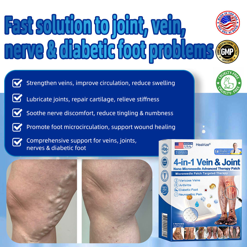 Healrize® 🗽4-in-1 Vein & Joint Nano Microneedle Advanced Therapy Patch🔥Instant Relief, Long-Term Results