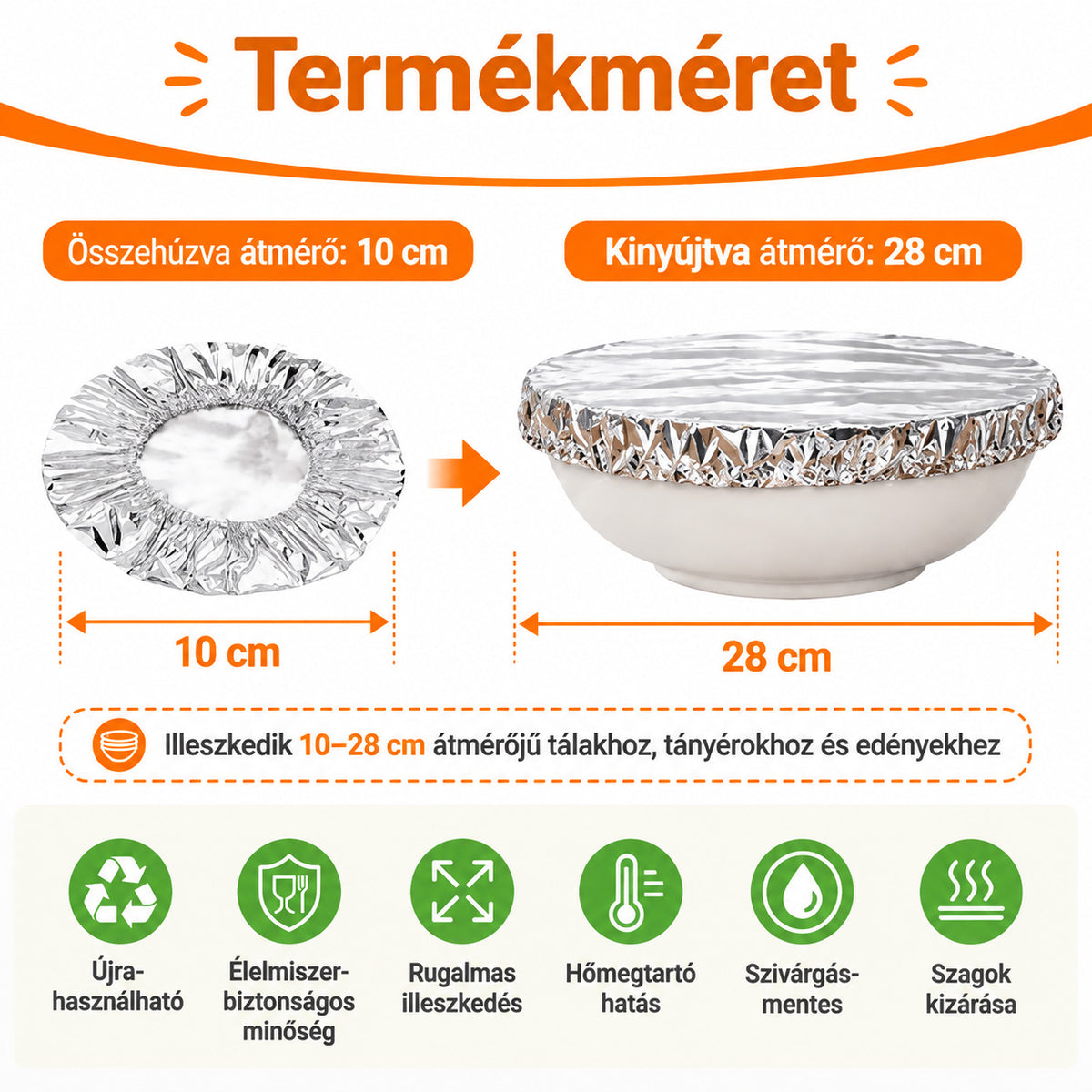 SVOZK® 🍽️ Újrahasználható, rugalmas alumíniumfóliás ételfedők tálakhoz, tányérokhoz és edényekhez — tartsa frissebben a maradékokat, készítse elő egyszerűbben az ételeket, és tároljon mindent rendezetten a hűtőben. ✨🥗❄️
