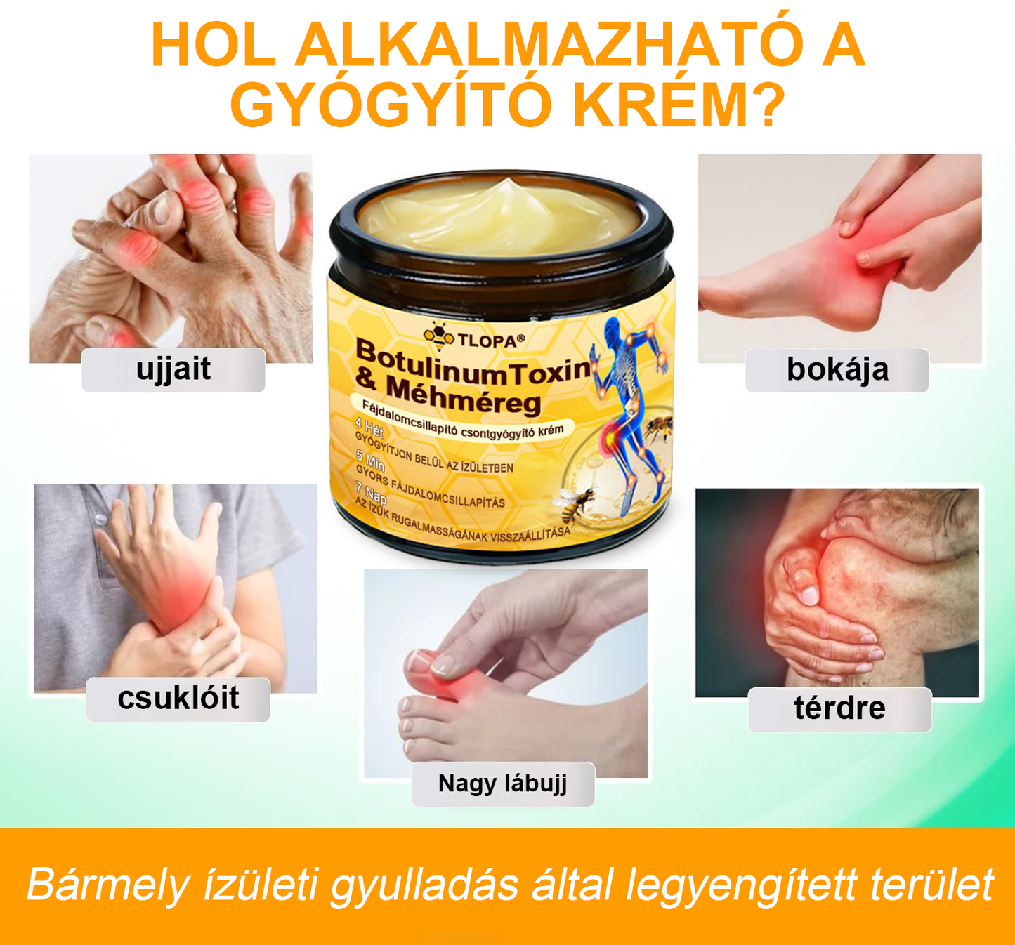 ✅TLOPA® Fájdalomcsillapító, 😊csontregeneráló krém botulinum-toxinnal és méhméreggel 🐝