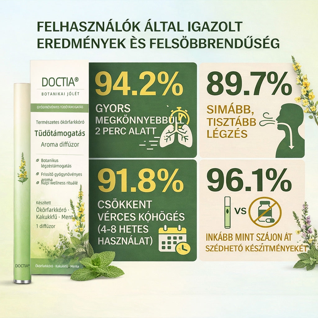 DOCTIA® természetes ökörfarkkóró-aromaterápiás diffúzor a tüdő egészségének támogatására