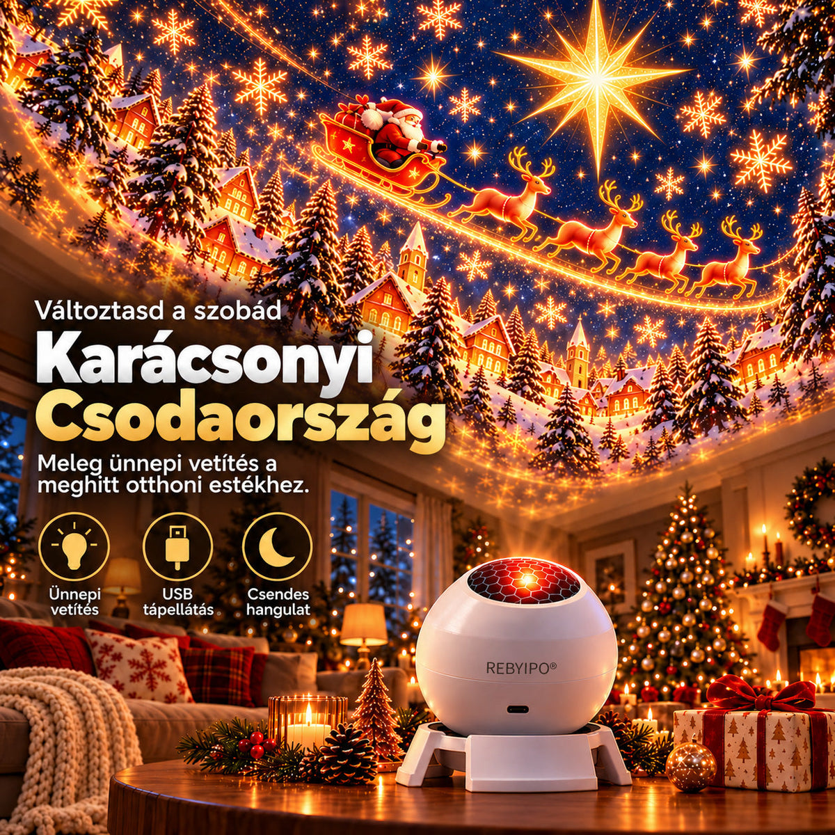 REBYIPO® 🎄 Karácsonyi fények – Varázsolj ünnepi hangulatot otthonodba! 🎈