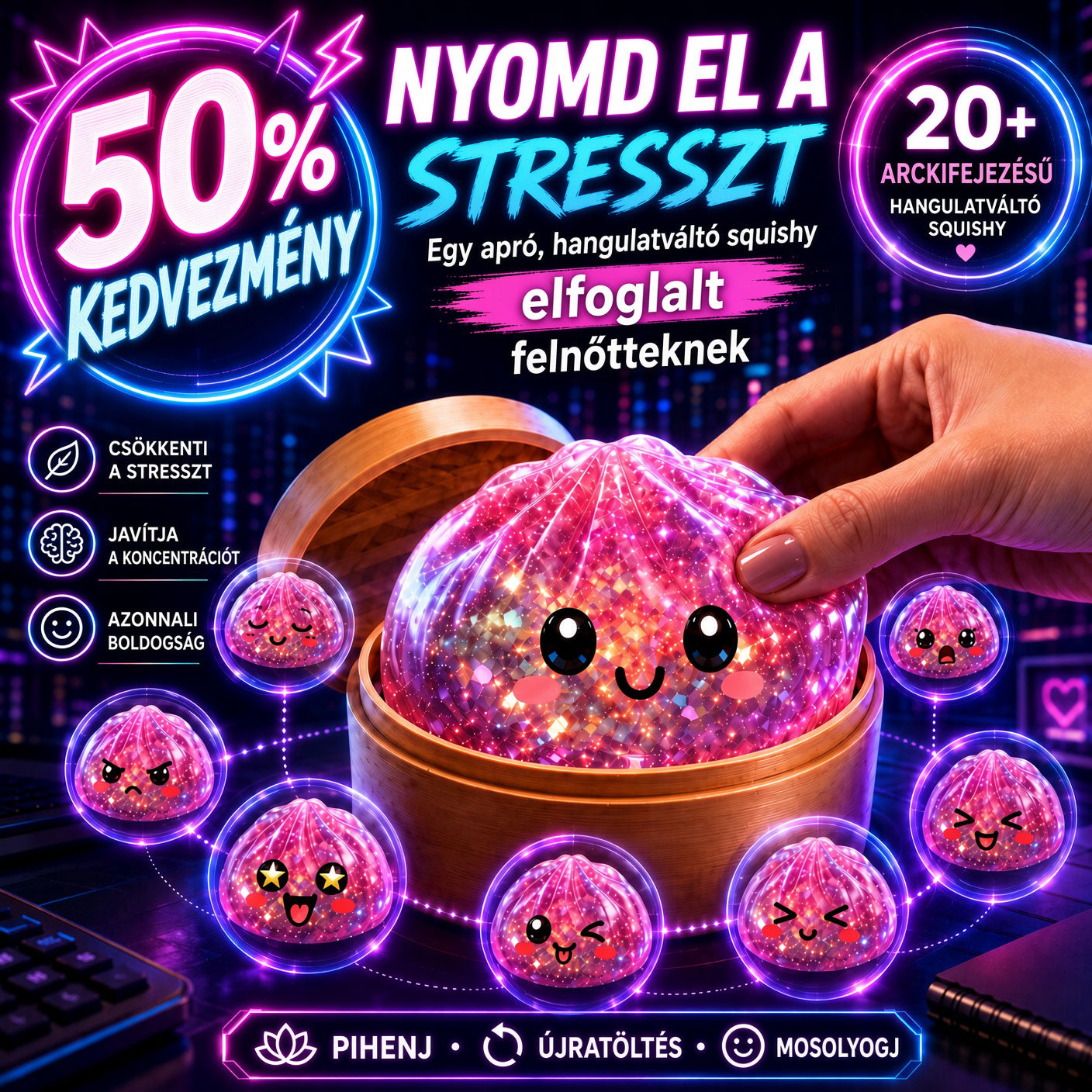 ⏳ UTOLSÓ ESÉLY AZ 50% KEDVEZMÉNYRE! 丨 Toaimer® Varázslatos Arcváltó Gombóc Squishy